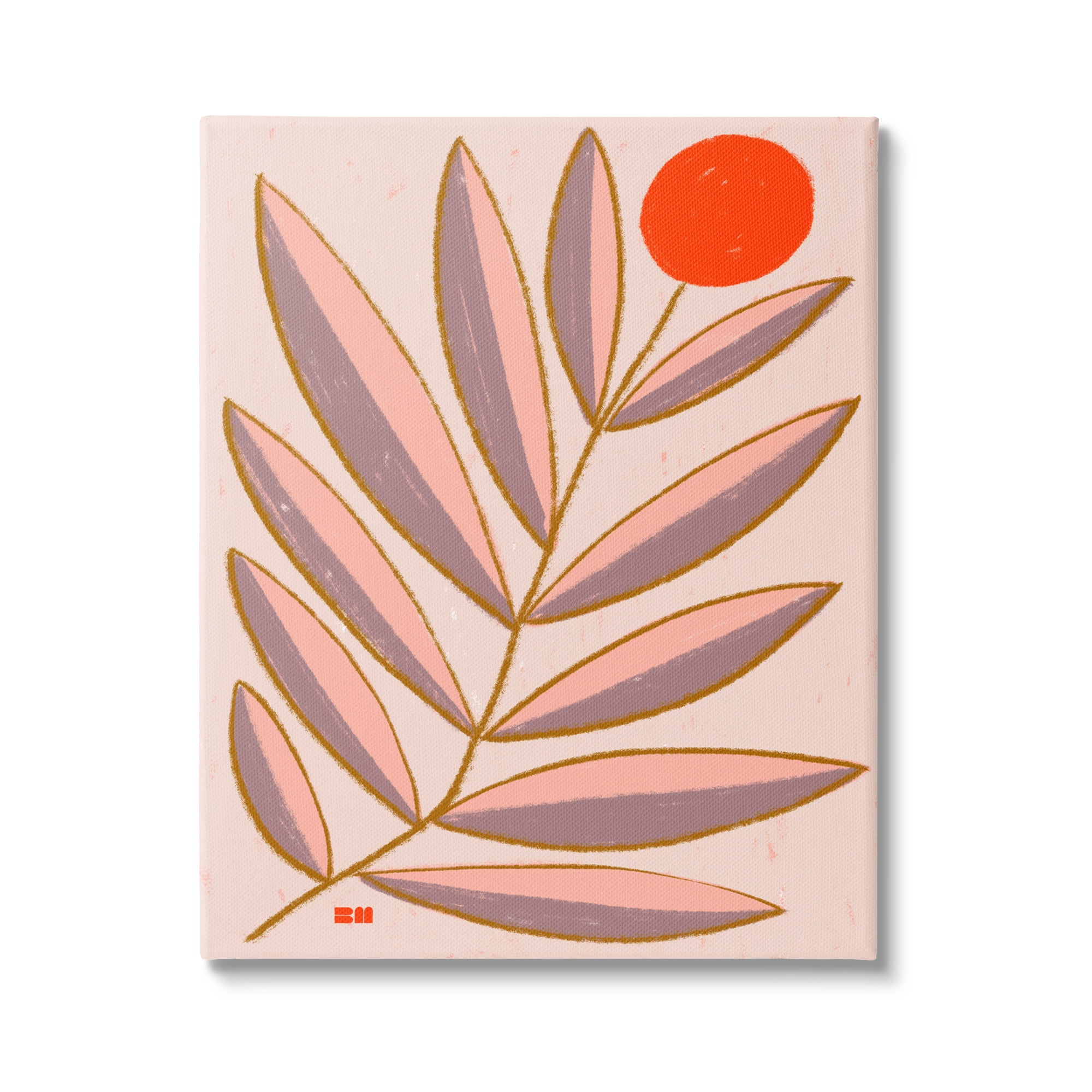 Stupell Industries Boho Plant Leaves Botanical & Floral Painting Gallery Wrapped Canvas Art Print Wall Art, 16 x 20