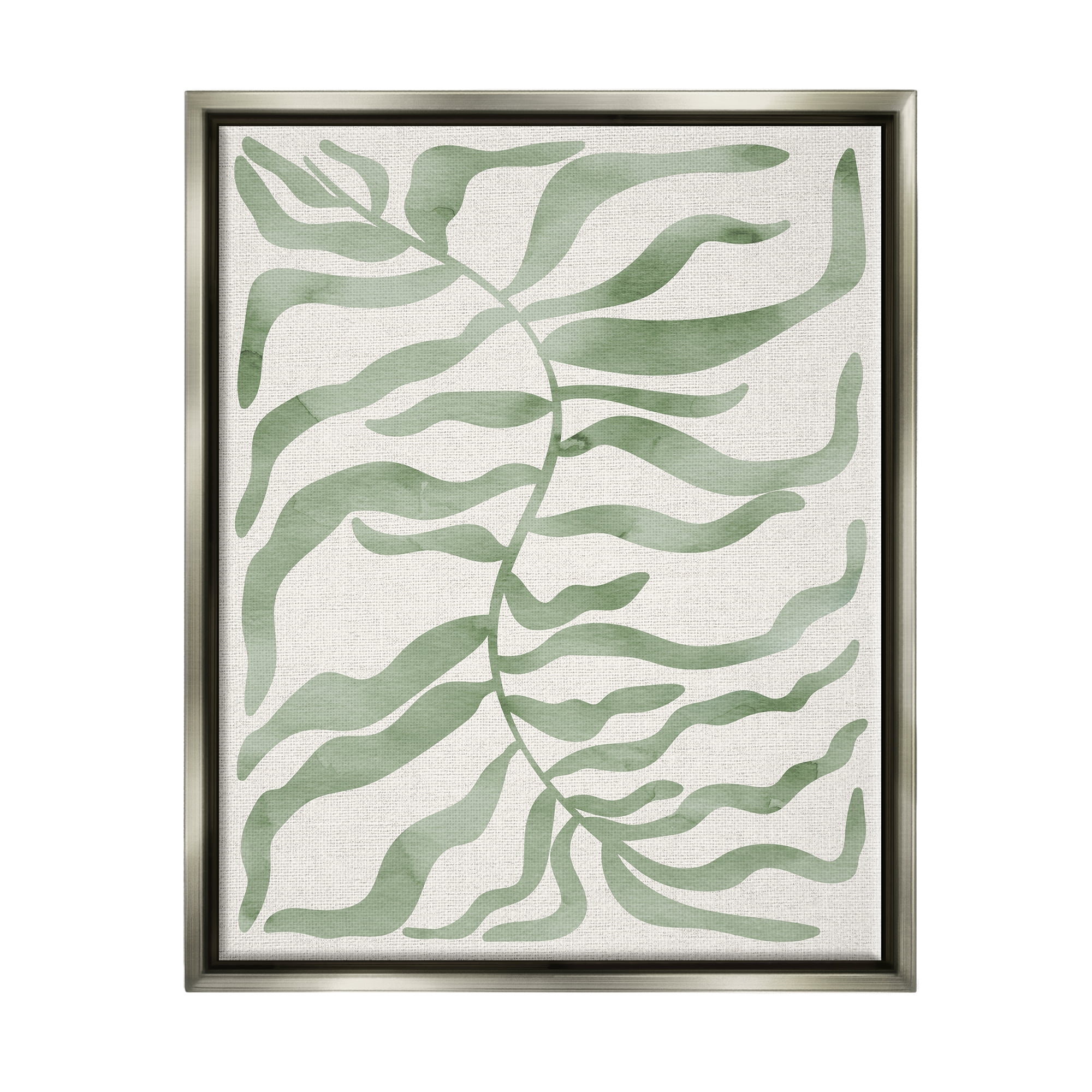 Stupell Industries Boho Plant Leaves Botanical & Floral Painting Gray Floater Framed Art Print Wall Art, 17 x 21