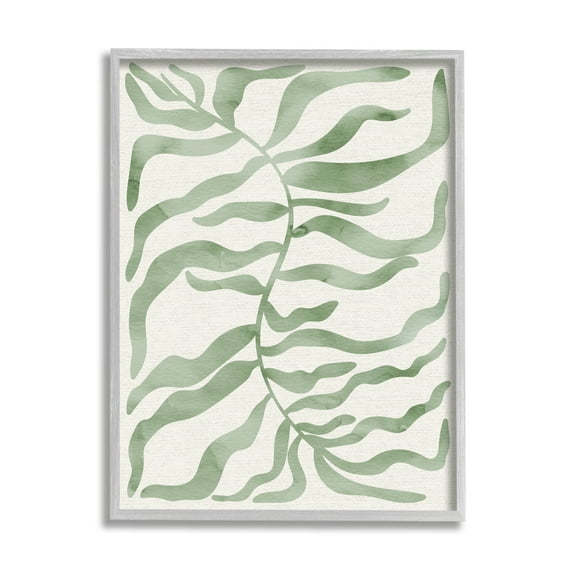Stupell Industries Boho Plant Leaves Botanical & Floral Painting Gray Framed Art Print Wall Art, 16 x 20