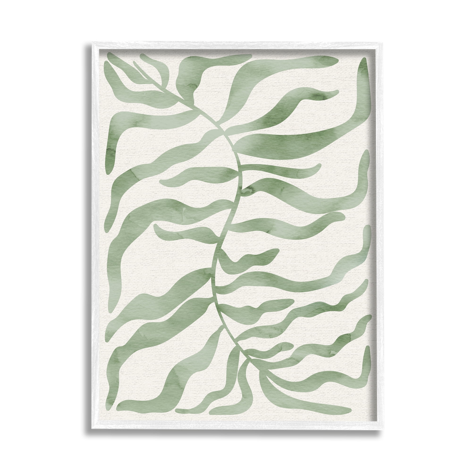 Stupell Industries Boho Plant Leaves Botanical & Floral Painting White Framed Art Print Wall Art, 16 x 20