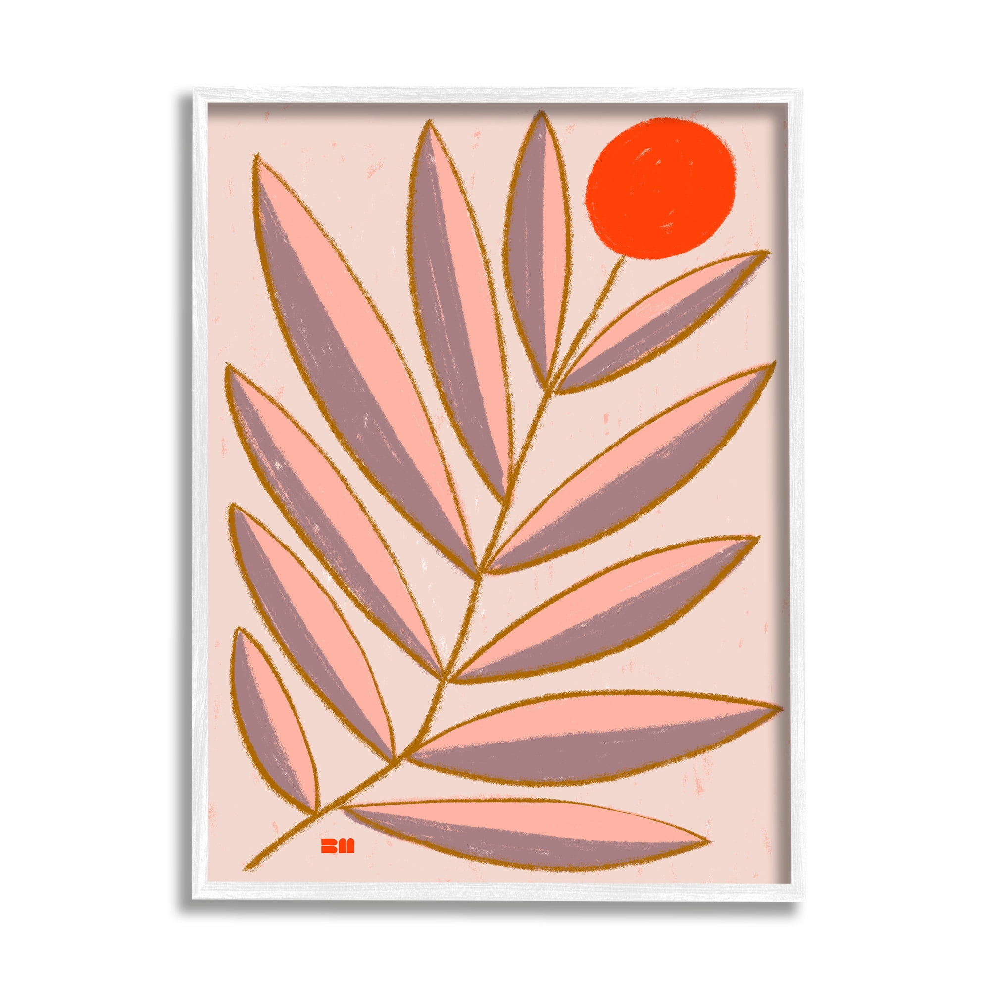 Stupell Industries Boho Plant Leaves Botanical & Floral Painting White Framed Art Print Wall Art, 24 x 30