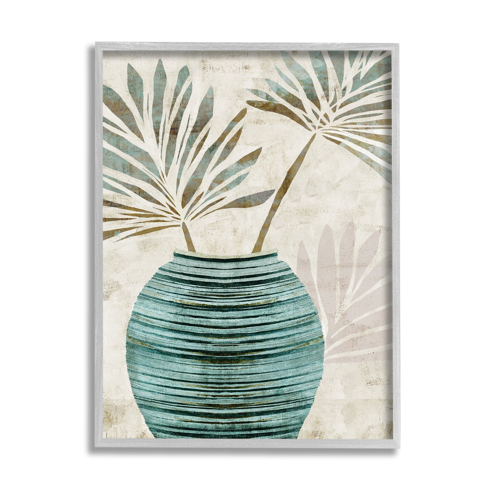 Stupell Industries Boho Plant Vase Botanical & Floral Painting Gray Framed Art Print Wall Art, 24 x 30