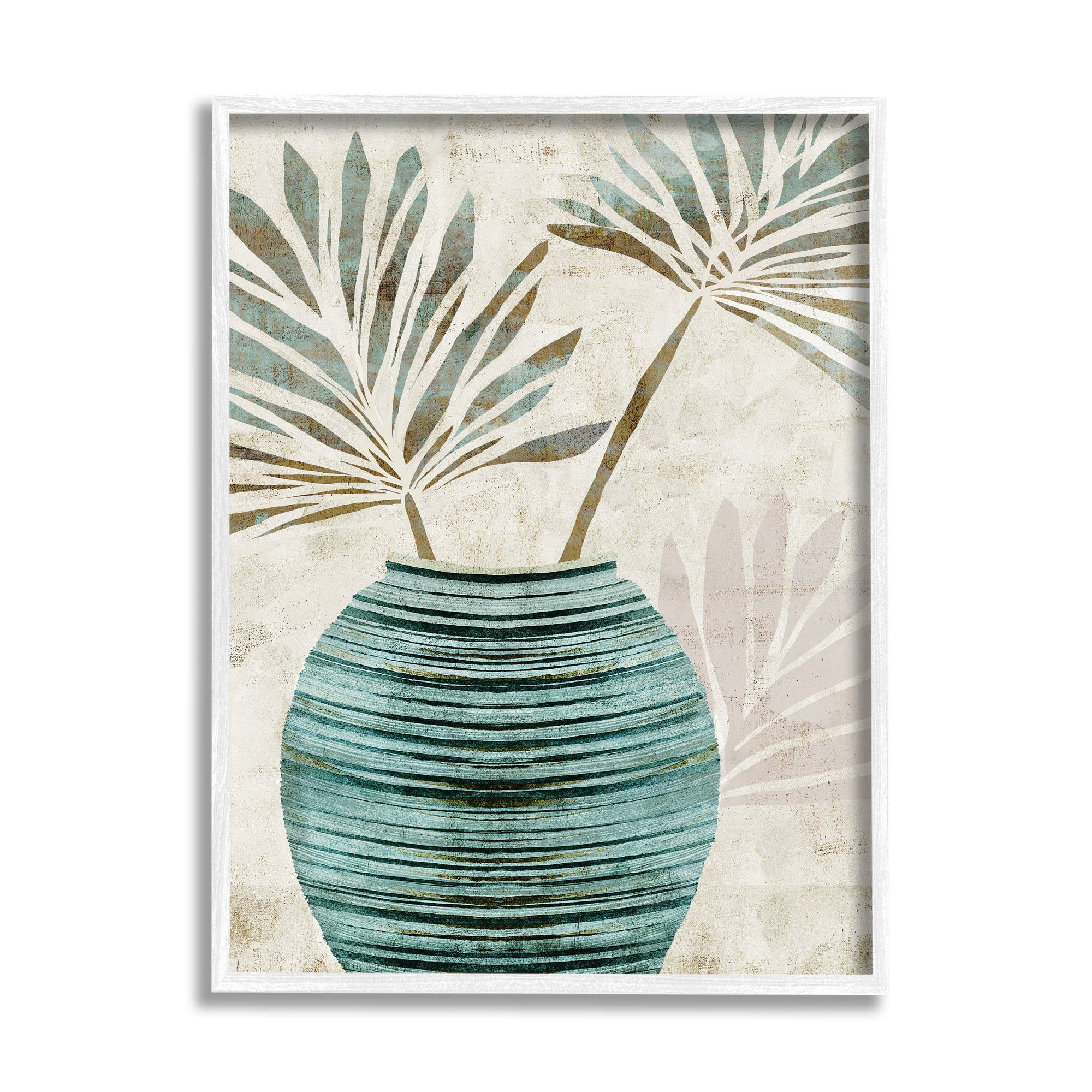 Stupell Industries Boho Plant Vase Botanical & Floral Painting White Framed Art Print Wall Art, 24 x 30
