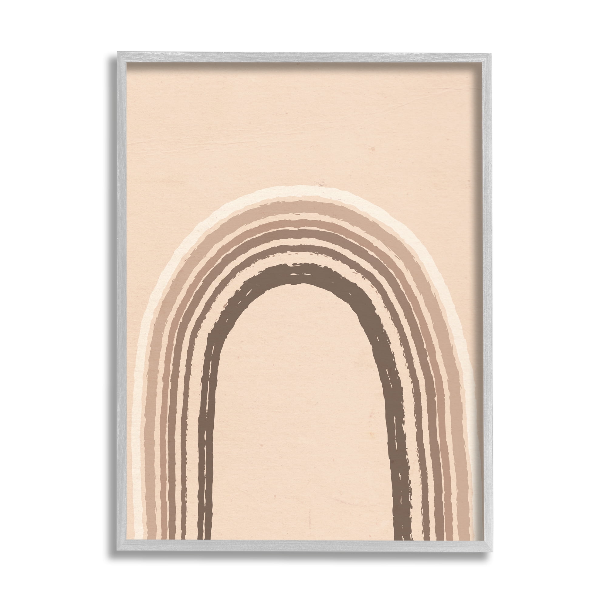 Stupell Industries Boho Rainbow Arched Stripes Neutral Brown Tones Graphic Art Gray Framed Art Print Wall Art, Design by Caroline Alfreds