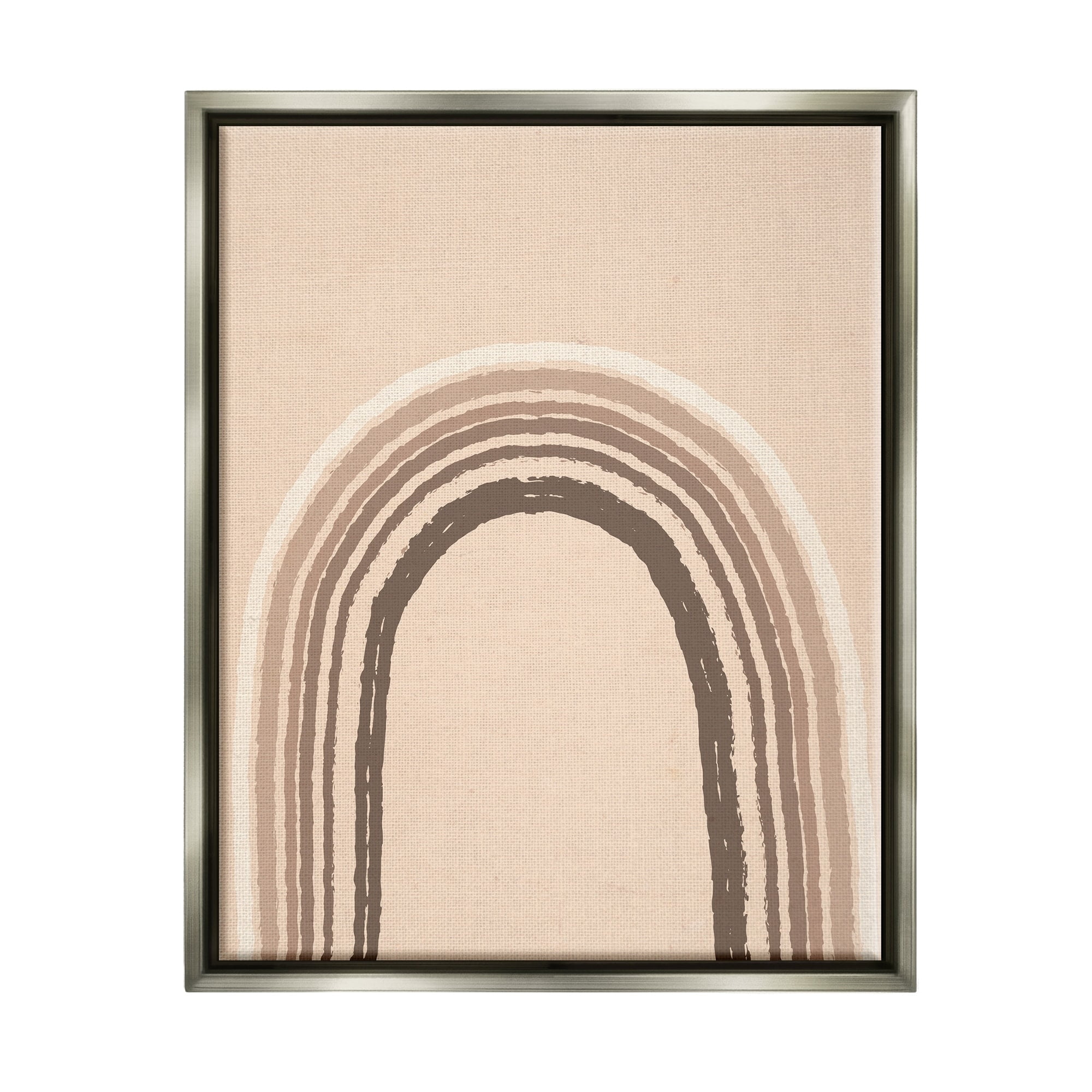 Stupell Industries Boho Rainbow Arched Stripes Neutral Brown Tones Graphic Art Luster Gray Floating Framed Canvas Print Wall Art, Design by Caroline Alfreds