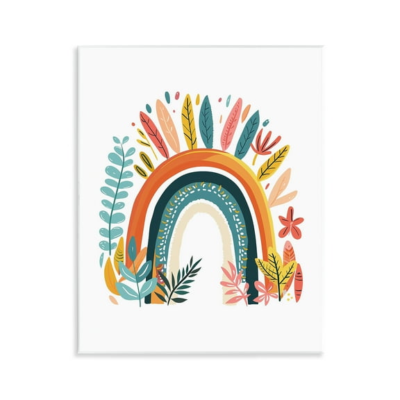 Stupell Industries Boho Rainbow Blooms Plants & Flowers Painting Unframed Art Print Wall Art, 11 x 14
