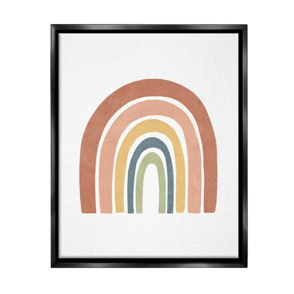 Stupell Industries Boho Rainbow Stripes Landscape Painting Black Floater Framed Canvas Art Print Wall Art, 17 x 21