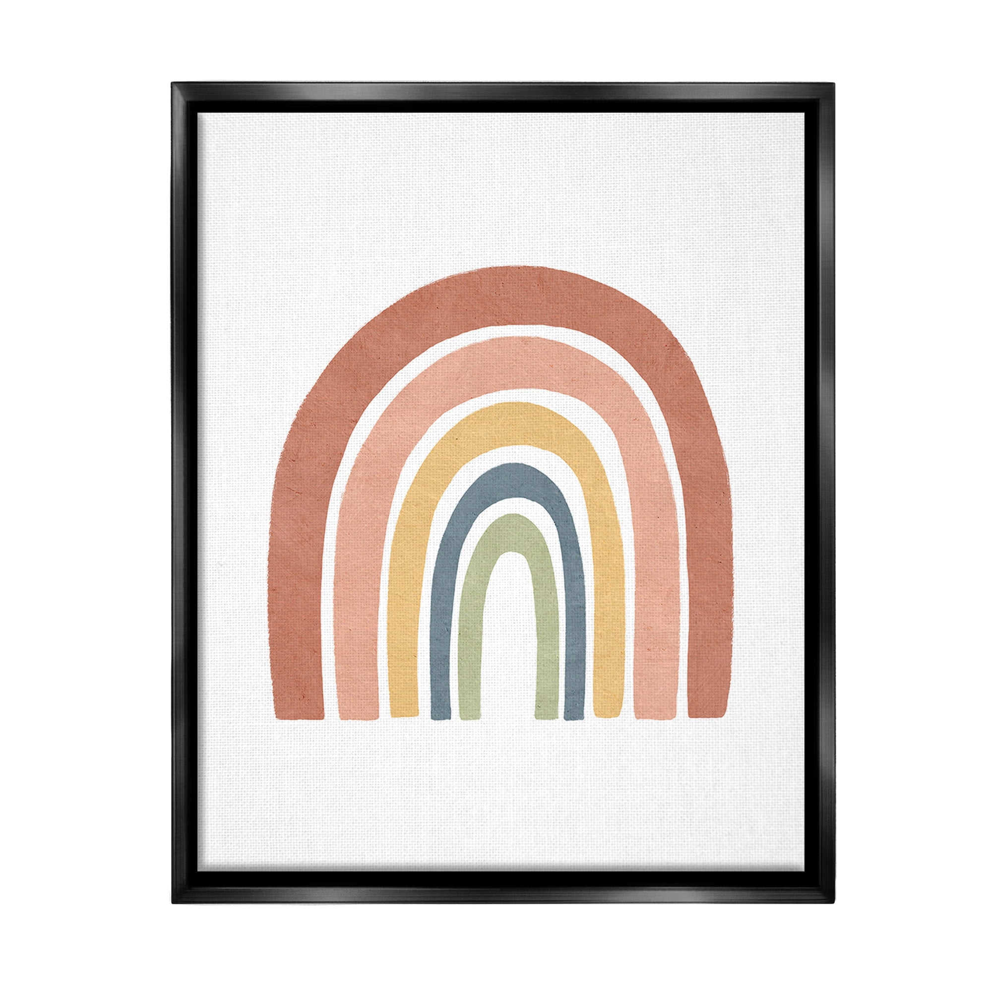Stupell Industries Boho Rainbow Stripes Landscape Painting Black Floater Framed Canvas Art Print Wall Art, 25 x 31