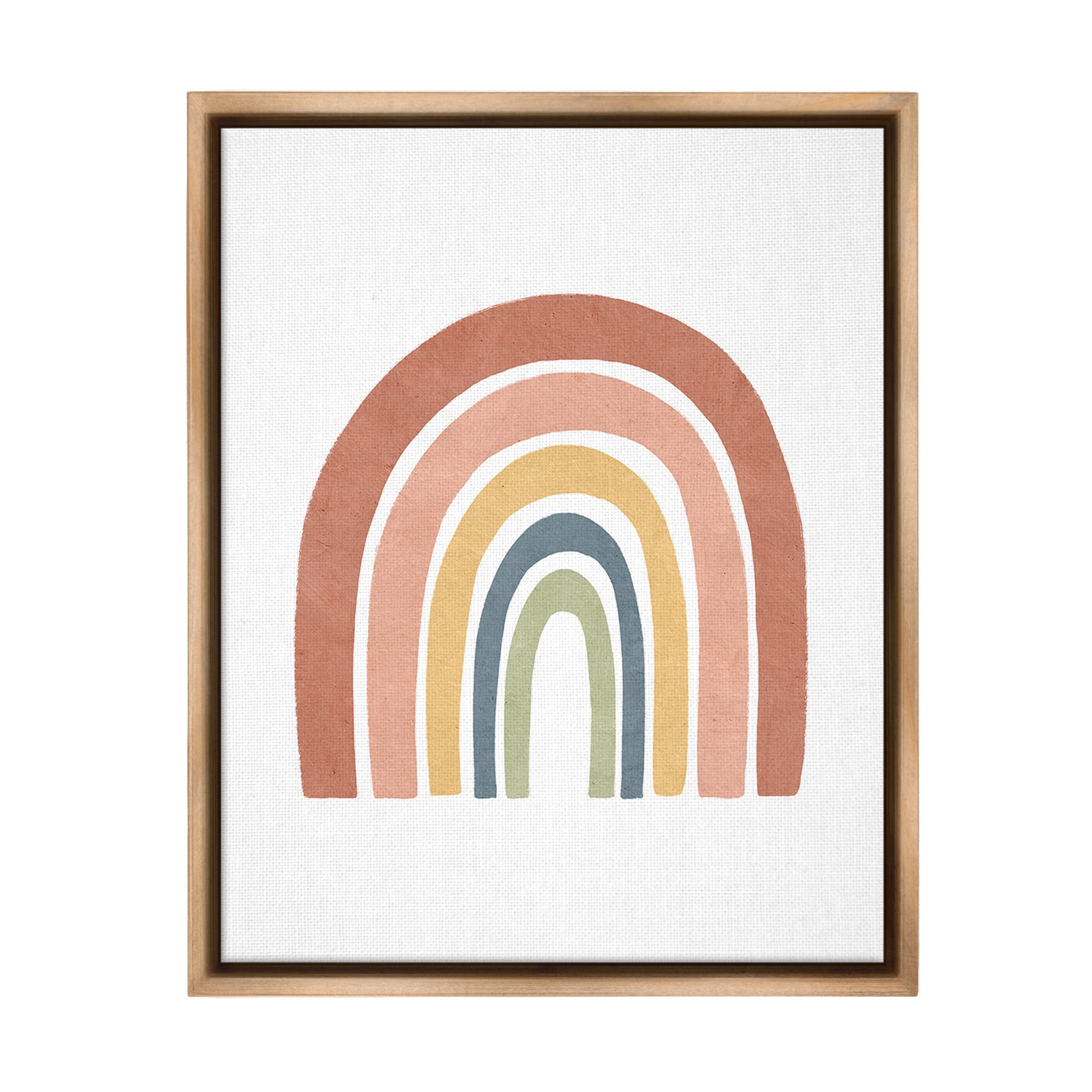 Stupell Industries Boho Rainbow Stripes Landscape Painting Brown Floater Framed Canvas Art Print Wall Art, 17 x 21