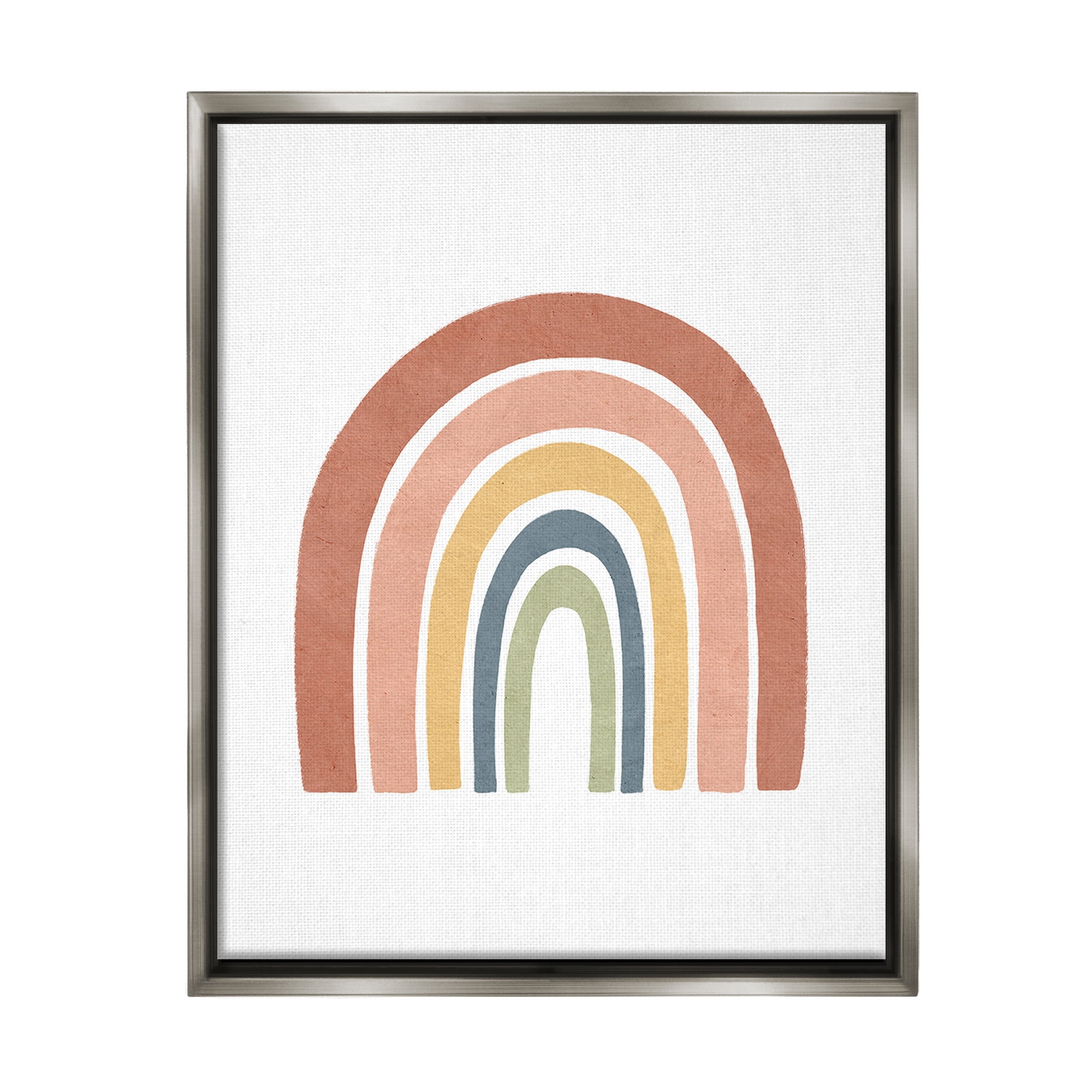 Stupell Industries Boho Rainbow Stripes Landscape Painting Gray Floater Framed Canvas Art Print Wall Art, 17 x 21