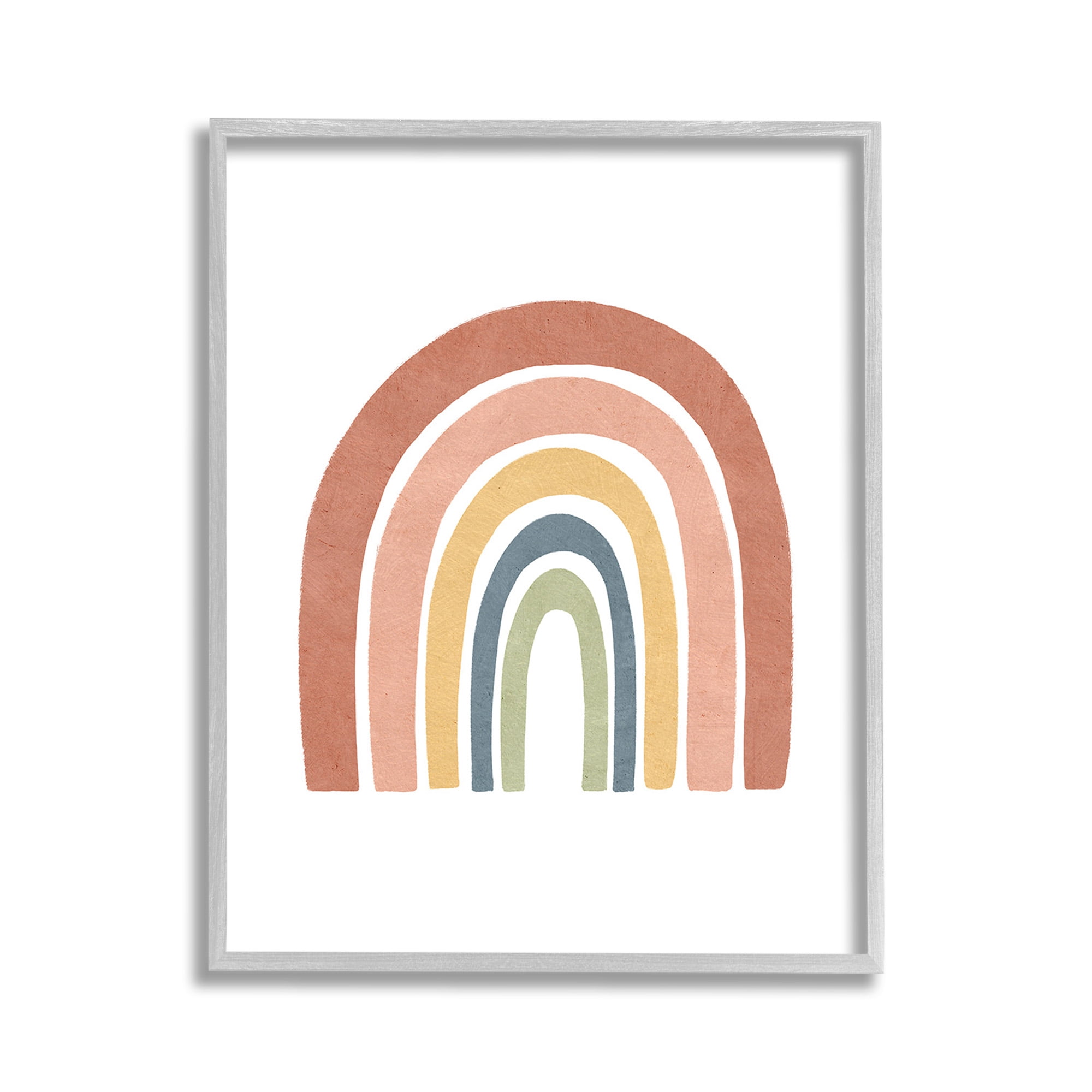 Stupell Industries Boho Rainbow Stripes Landscape Painting Gray Framed Art Print Wall Art, 11 x 14