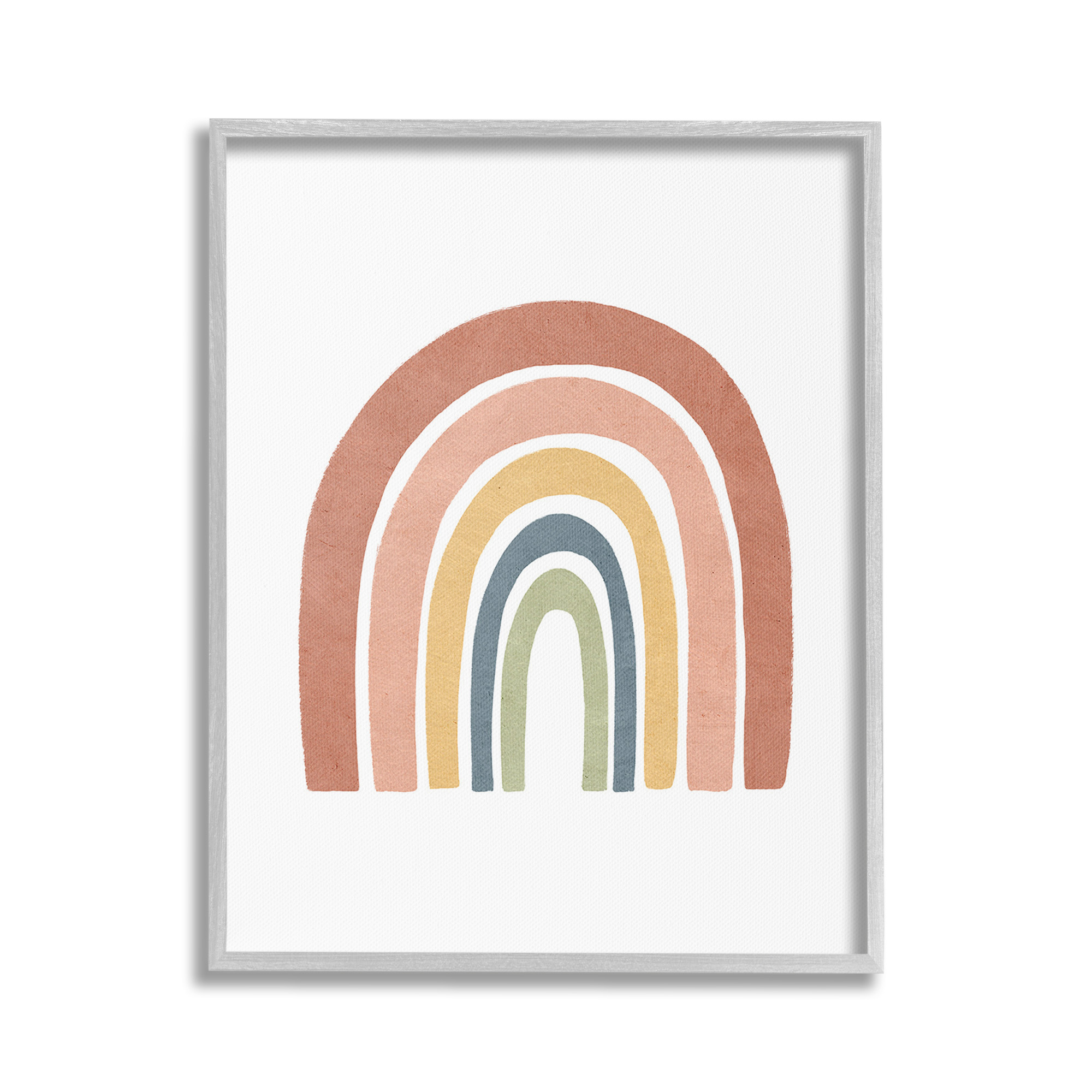 Stupell Industries Boho Rainbow Stripes Landscape Painting Gray Framed Art Print Wall Art, 24 x 30