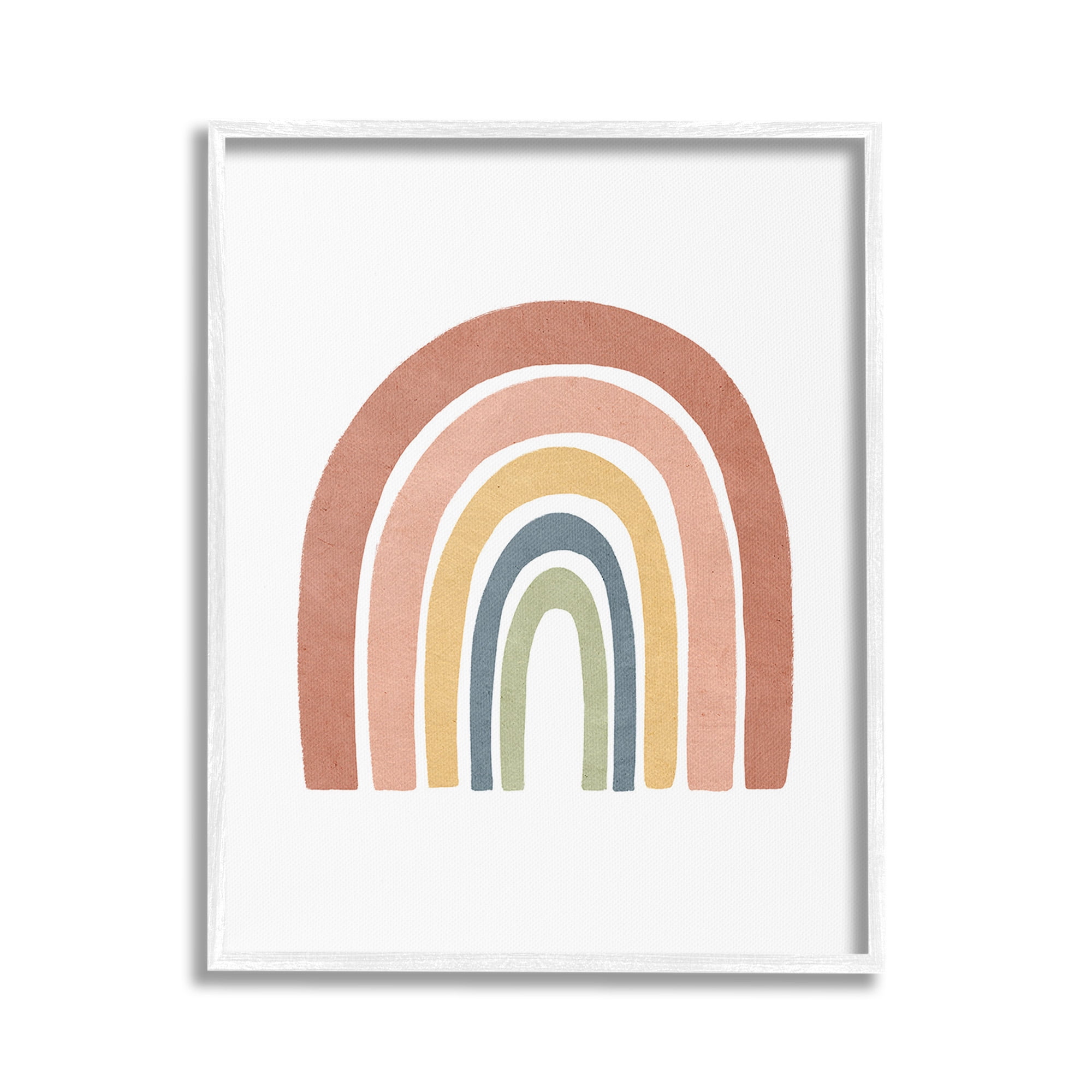 Stupell Industries Boho Rainbow Stripes Landscape Painting White Framed Art Print Wall Art, 16 x 20