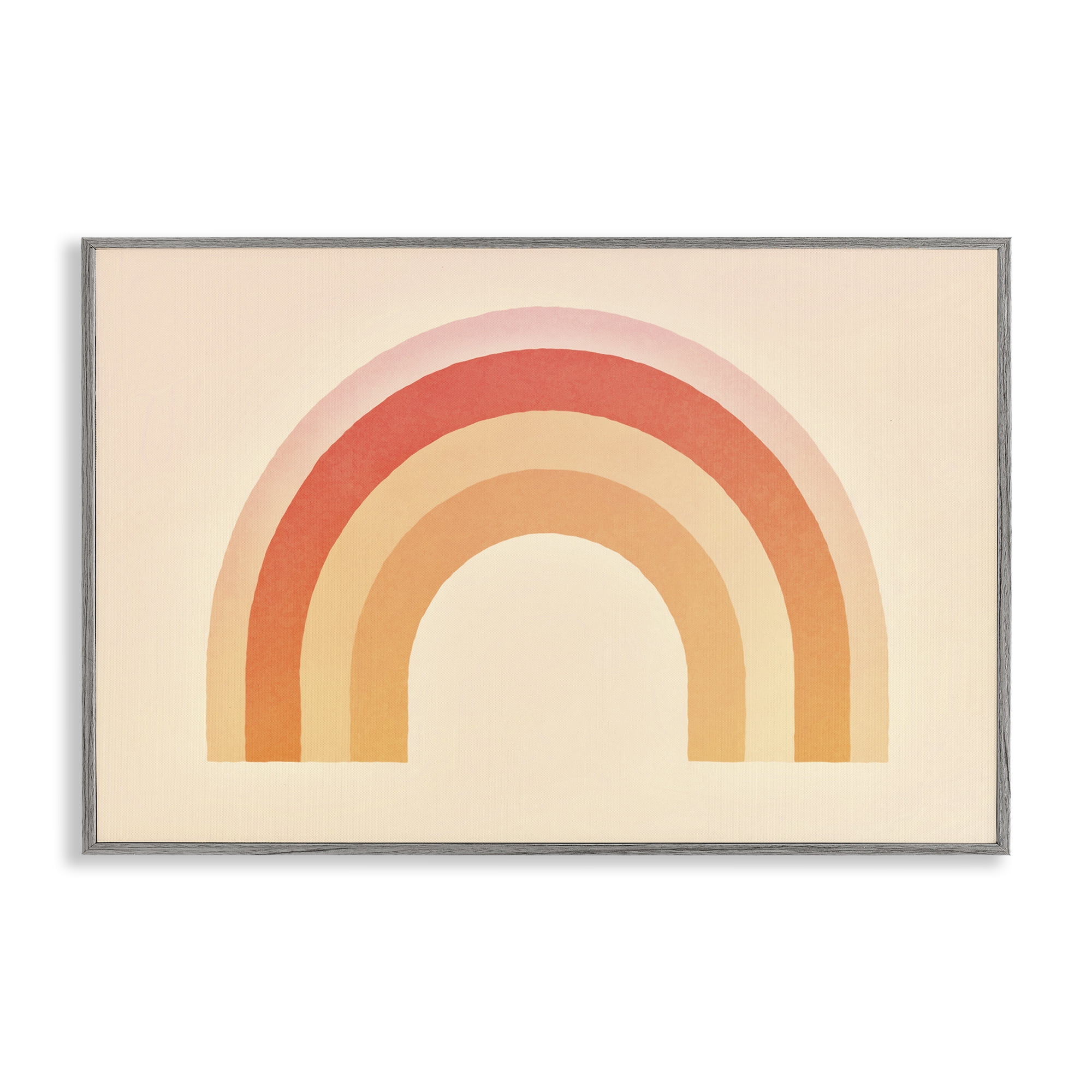 Stupell Industries Boho Rainbow with Gradient Abstract Painting Gray Framed Art Print Wall Art, 24 x 16