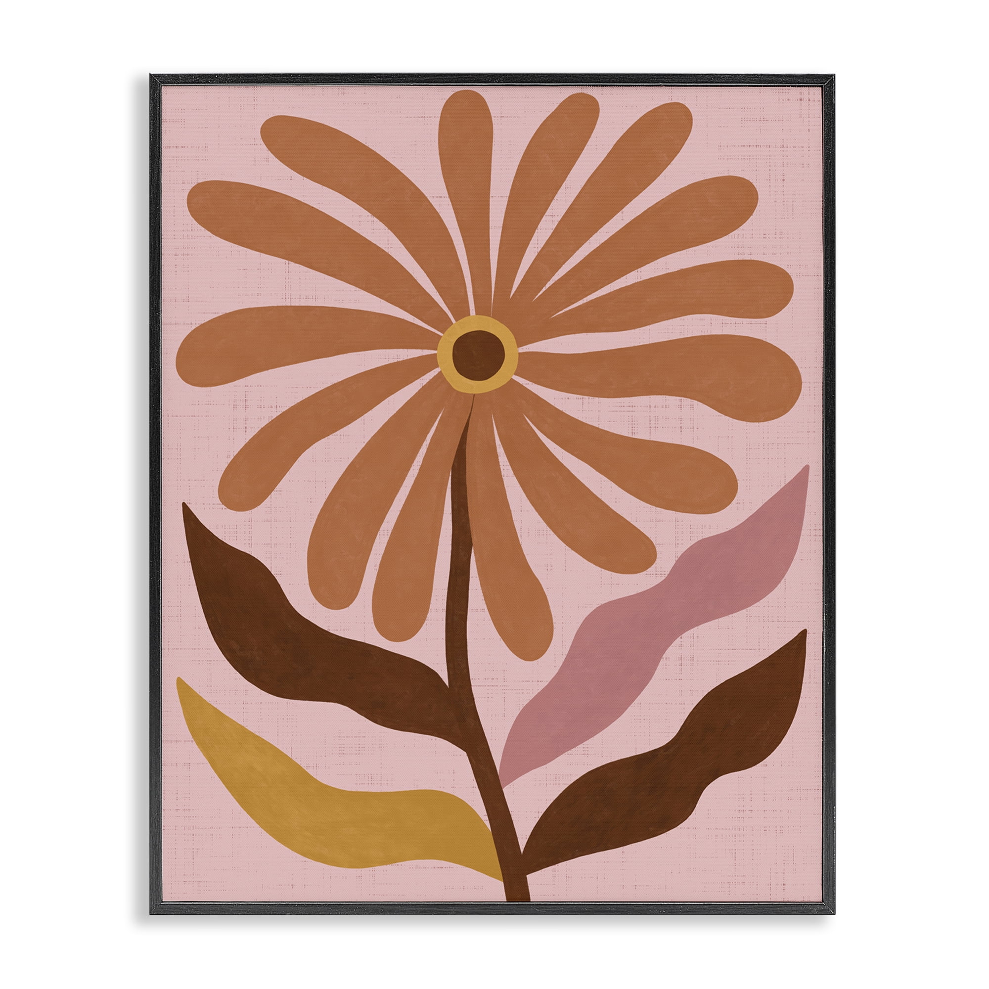 Stupell Industries Boho Retro Flower Bloom Plants & Flowers Painting Black Framed Art Print Wall Art, 11 x 14