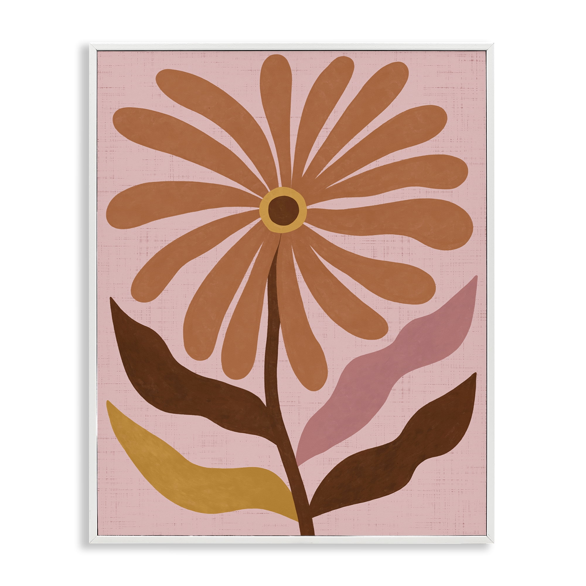 Stupell Industries Boho Retro Flower Bloom Plants & Flowers Painting White Framed Art Print Wall Art, 11 x 14