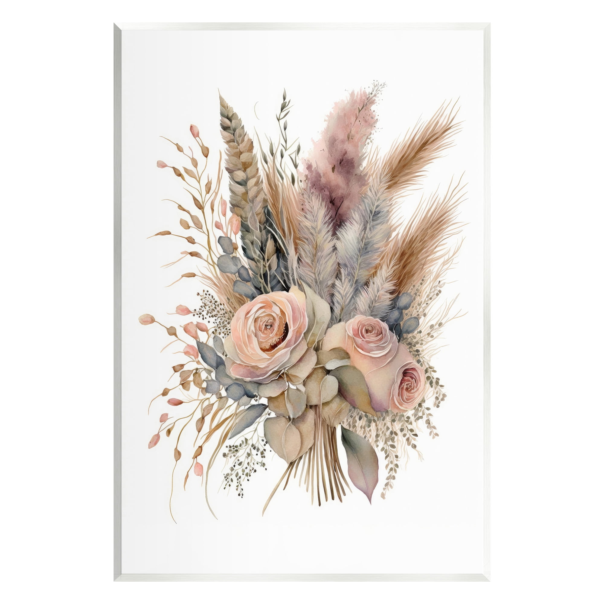 Stupell Industries Boho Rose Pampas Botanical & Floral Painting Unframed Art Print Wall Art, 13 x 19