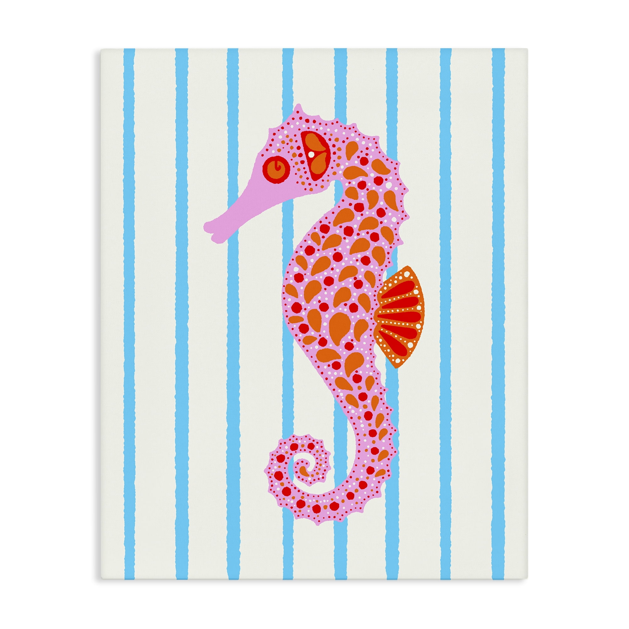 Stupell Industries Boho Seahorse on Stripes Canvas Wall Art, design by Indira Prieto | IndySign