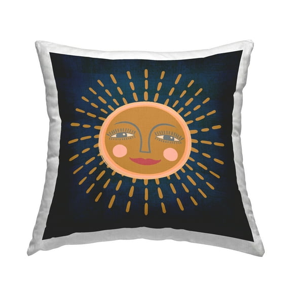 Stupell Industries Boho Smile Sun Decorative Printed Throw Pillow Design by Carrie Cantwell.