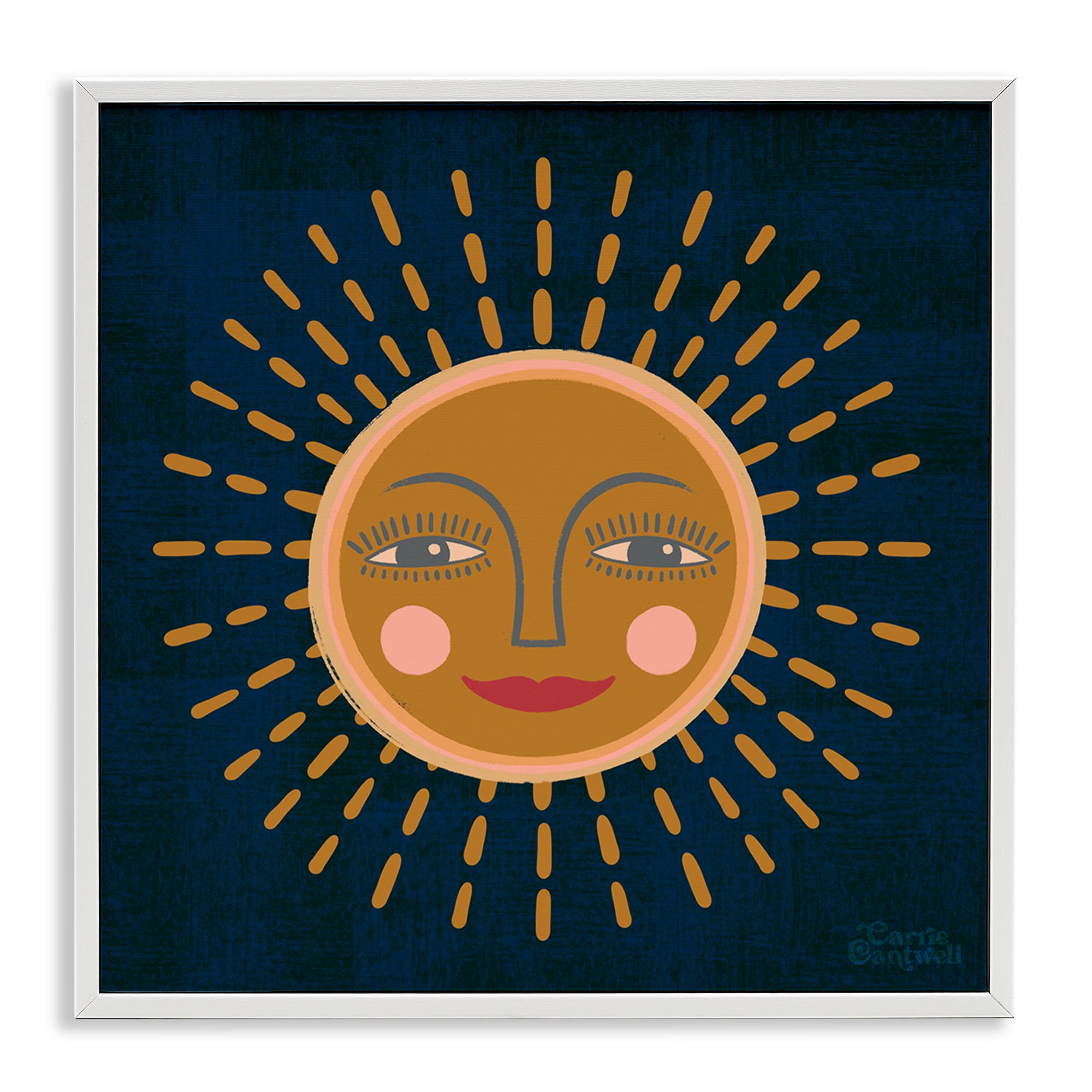 Stupell Industries Boho Smile Sun Landscape & Nature Painting White Framed Art Print Wall Art, 12 x 12