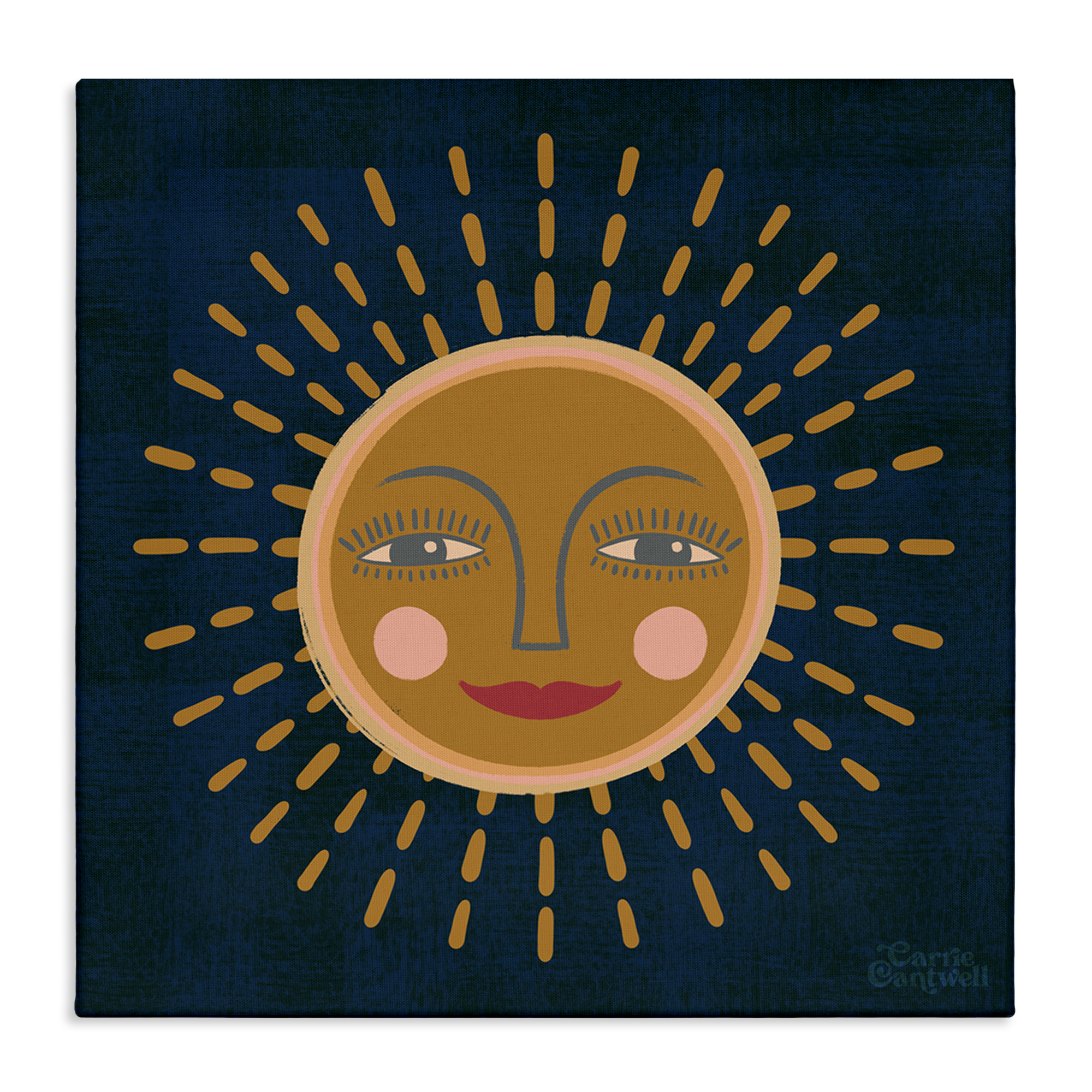 Stupell Industries Boho Smile Sun Landscape & Nature Painting Wrapped Canvas Art Print Wall Art, 24 x 24