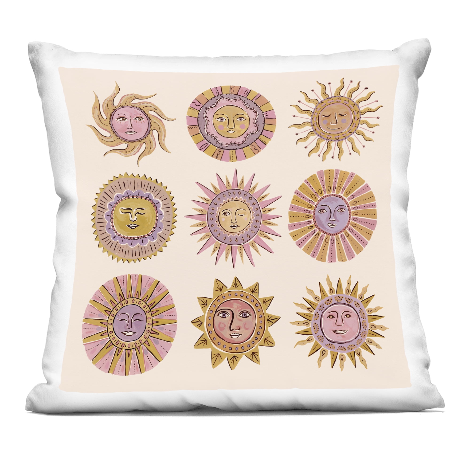 Stupell Industries Boho Solar Faces Decorative Printed Throw Pillow, design by Two If By Sea Studios