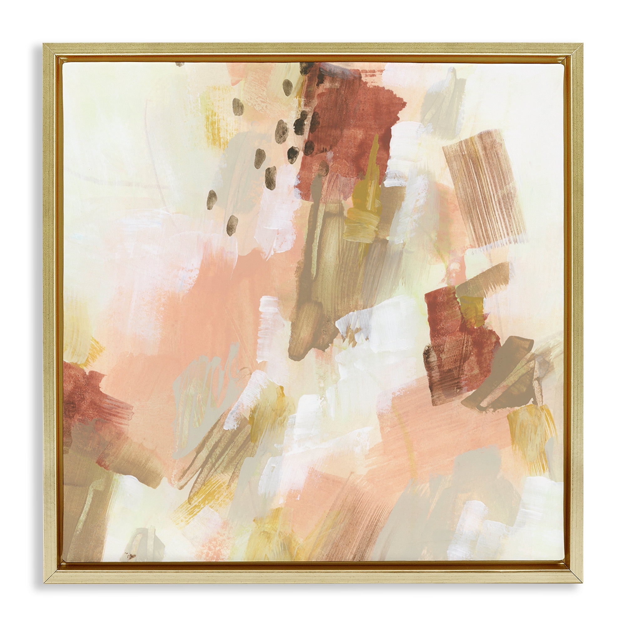 Stupell Industries Boho Speckled Abstract Abstract Painting Gold Floater Framed Canvas Art Print Wall Art, 18 x 18