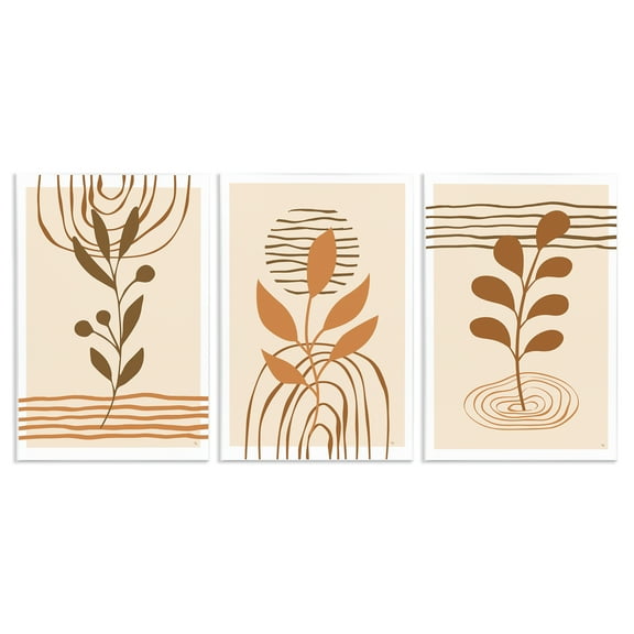 Stupell Industries Boho Sprigs & Line Patterns Plants & Flowers Painting Unframed Art Print Wall Art, 10 x 15, Set of 3