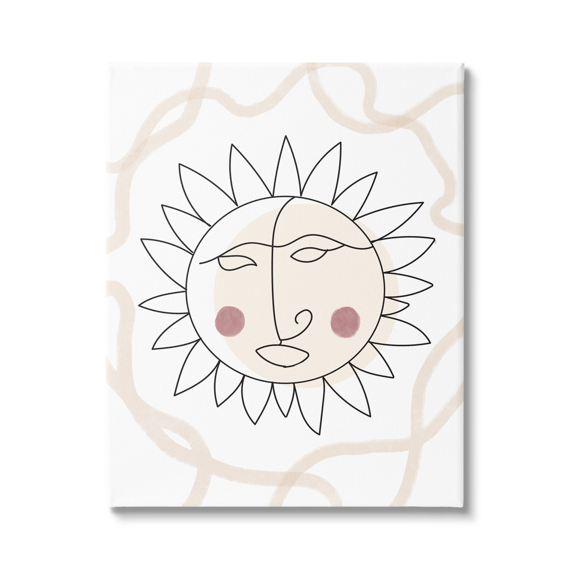 Stupell Industries Boho Sun Line Drawing Solar Rays Squiggle Canvas Wall Art, 16 x 20, Design by Lil' Rue