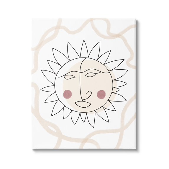Stupell Industries Boho Sun Line Drawing Solar Rays Squiggle Canvas Wall Art, 24 x 30, Design by Lil' Rue