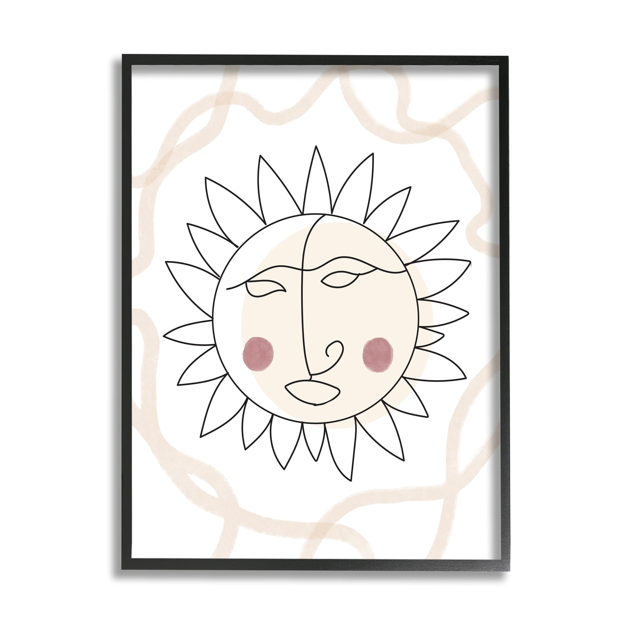 Stupell Industries Boho Sun Line Drawing Solar Rays Squiggle Framed Wall Art, 11 x 14, Design by Lil' Rue
