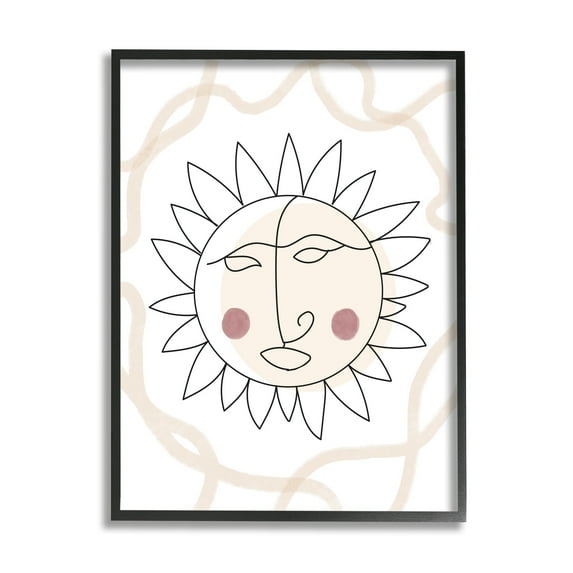 Stupell Industries Boho Sun Line Drawing Solar Rays Squiggle Framed Wall Art, 11 x 14, Design by Lil' Rue