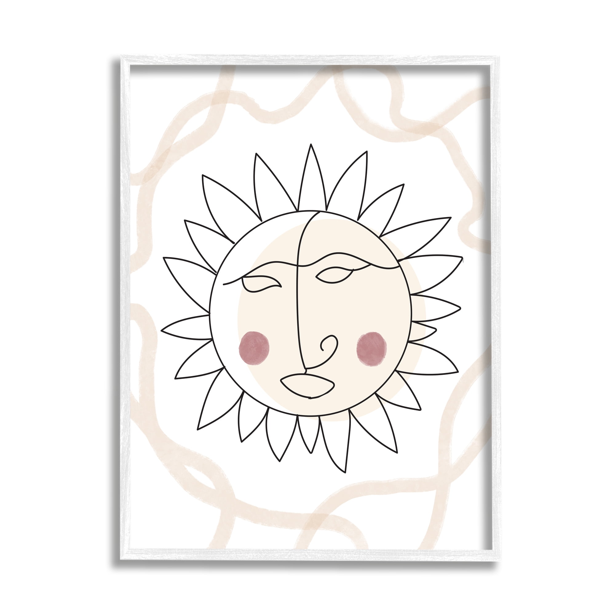 Stupell Industries Boho Sun Line Drawing Solar Rays Squiggle Framed Wall Art, 16 x 20, Design by Lil' Rue