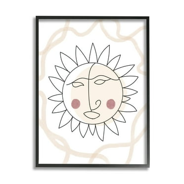 Stupell Industries Boho Sun Line Drawing Solar Rays Squiggle Framed Wall Art, 24 x 30, Design by Lil' Rue