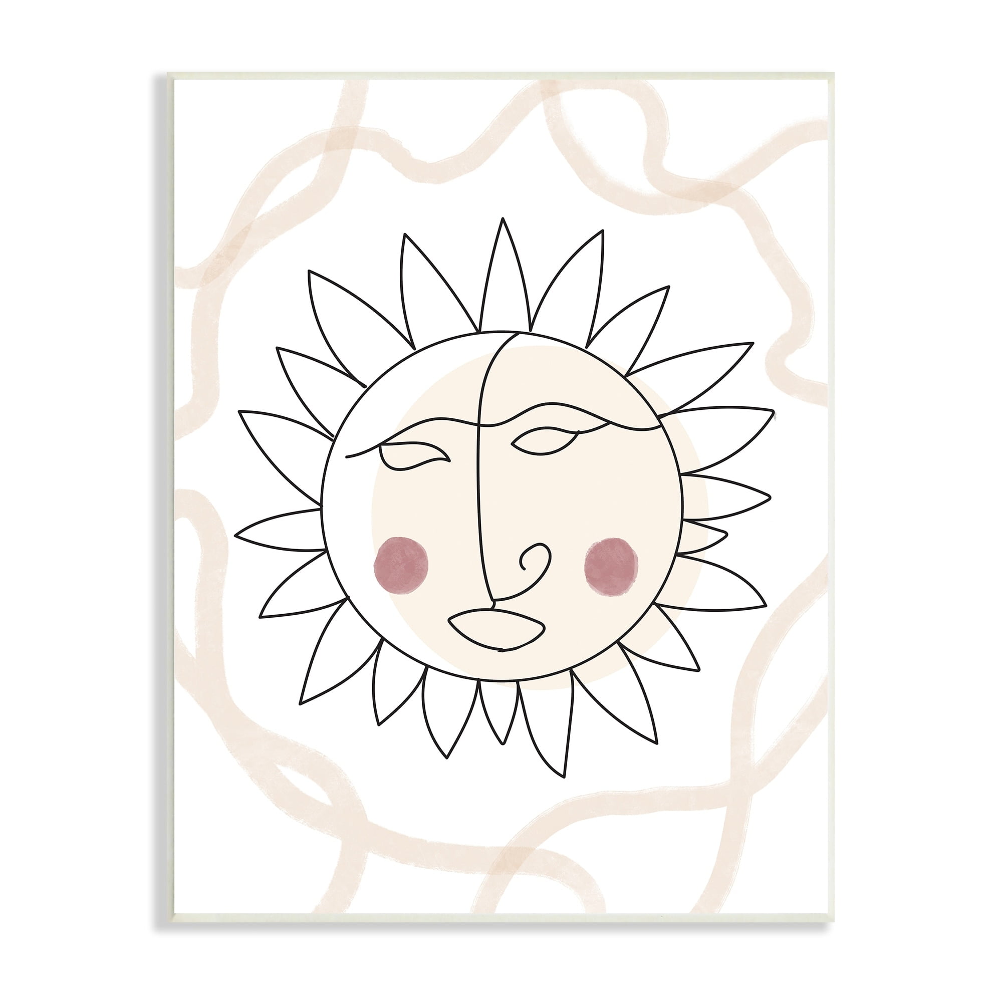 Stupell Industries Boho Sun Line Drawing Solar Rays Squiggle Wood Wall Art, 10 x 15, Design by Lil' Rue