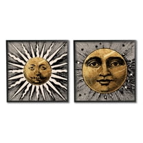 Stupell Industries Boho Sun & Moon Landscape Painting Black Framed Art Print Wall Art, 12 x 12