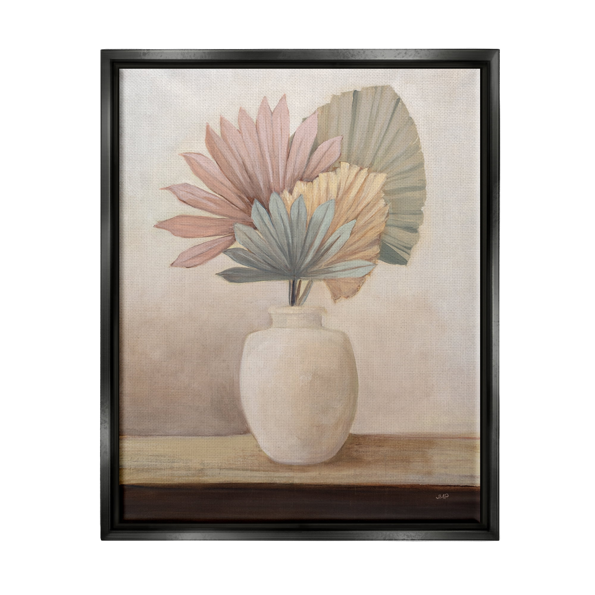 Stupell Industries Boho Sun Palms Botanical & Floral Painting Black Floater Framed Canvas Art Print Wall Art, 17 x 21