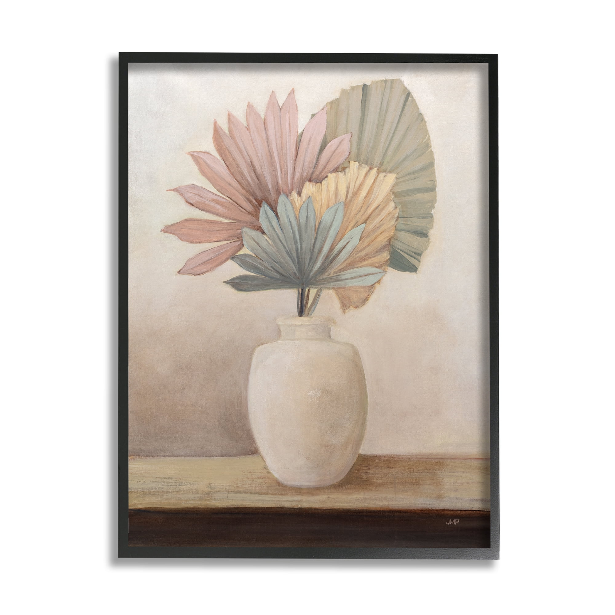 Stupell Industries Boho Sun Palms Botanical & Floral Painting Black Framed Art Print Wall Art, 16 x 20