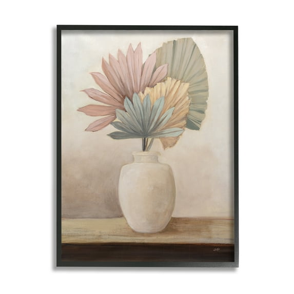 Stupell Industries Boho Sun Palms Botanical & Floral Painting Black Framed Art Print Wall Art, 16 x 20