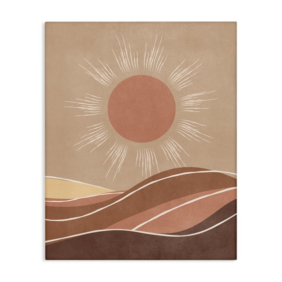 Stupell Industries Boho Sun over Desert Landscape & Nature Painting Wrapped Canvas Art Print Wall Art, 16 x 20