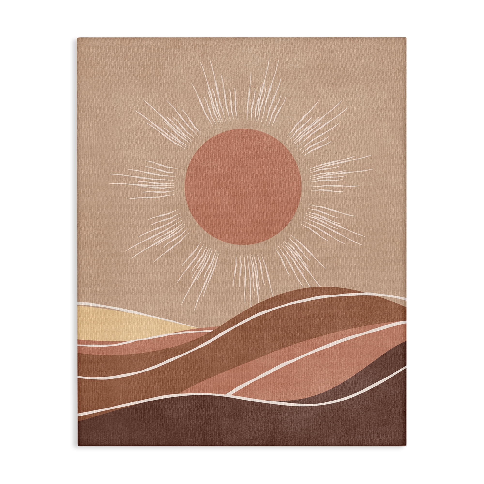 Stupell Industries Boho Sun over Desert Landscape & Nature Painting Wrapped Canvas Art Print Wall Art, 36 x 48
