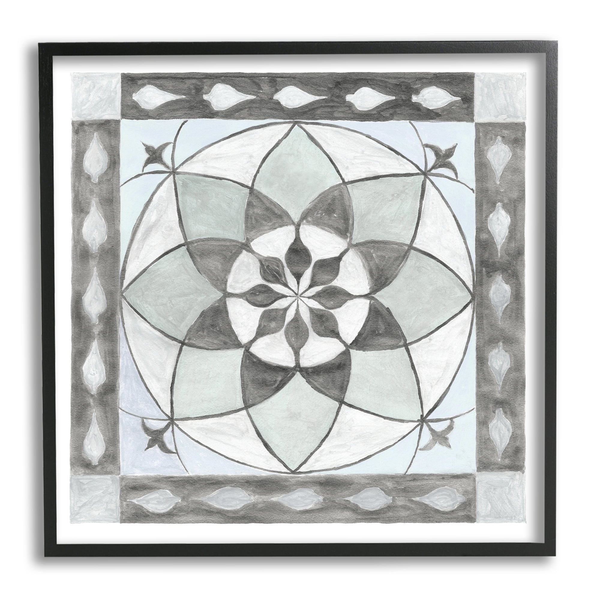 Stupell Industries Boho Symmetrical Geometric Shapes Abstract Painting Black Framed Art Print Wall Art