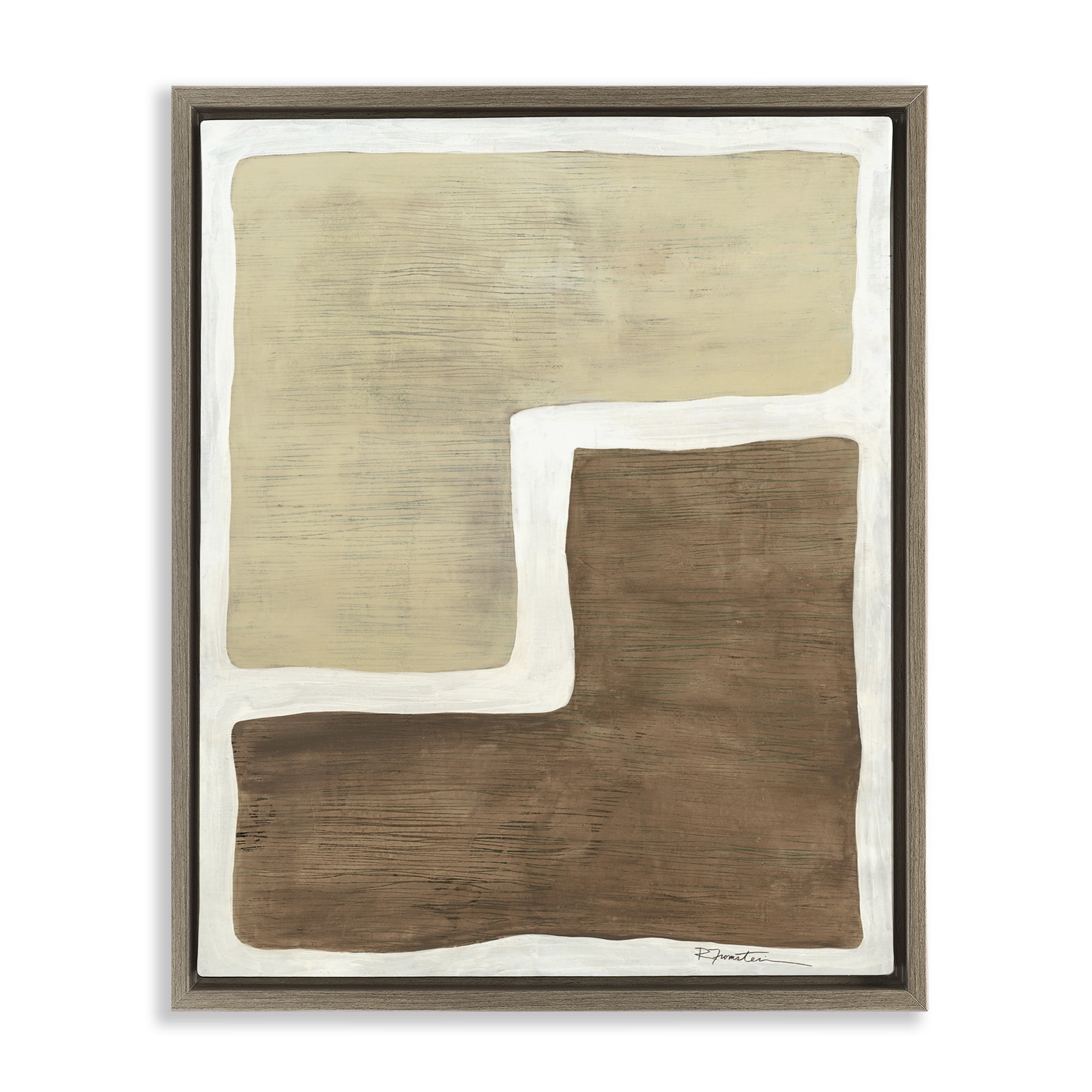 Stupell Industries Boho Symmetrical Shapes Abstract Painting Brown Floater Framed Canvas Art Print Wall Art, 17 x 21