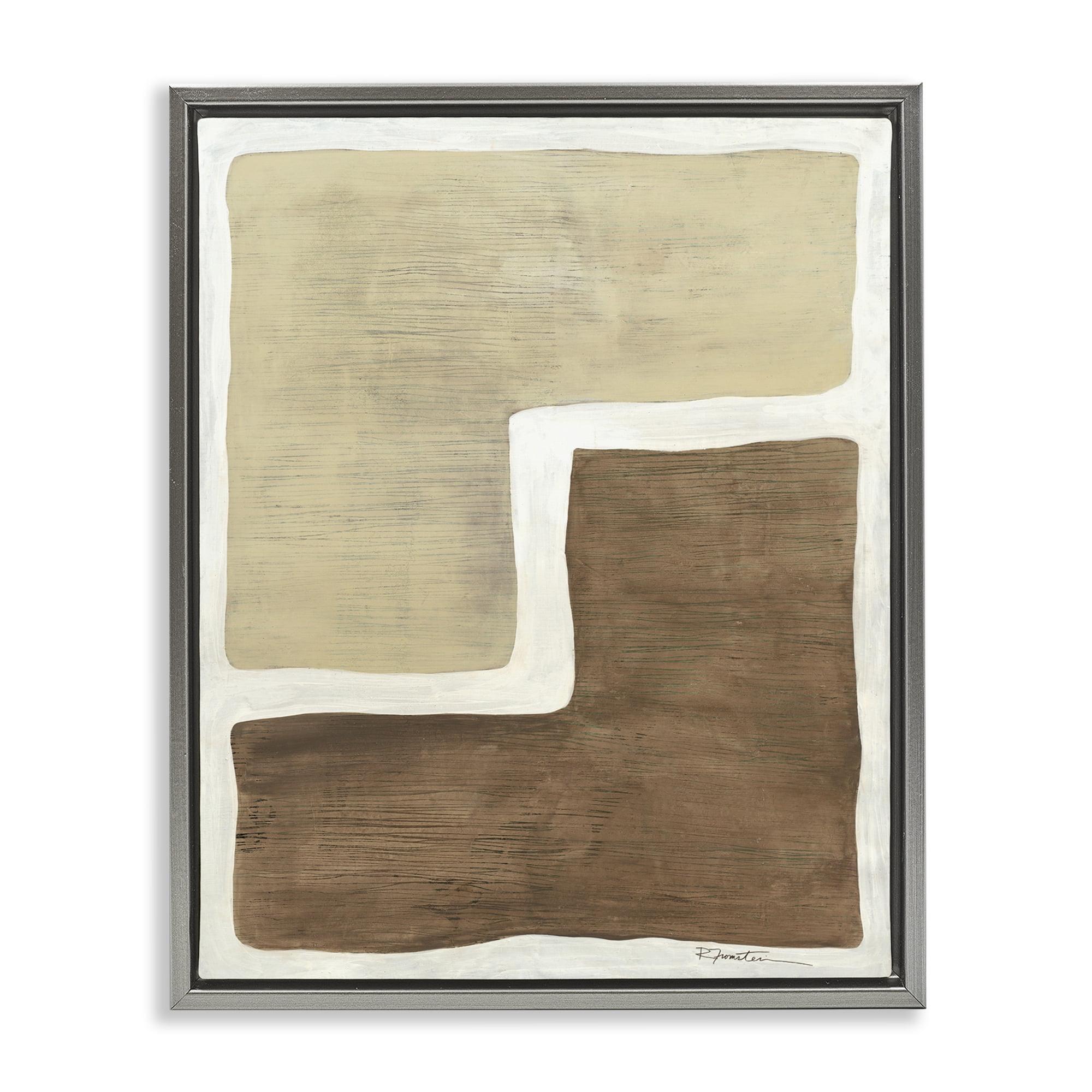 Stupell Industries Boho Symmetrical Shapes Abstract Painting Gray Floater Framed Canvas Art Print Wall Art, 25 x 31