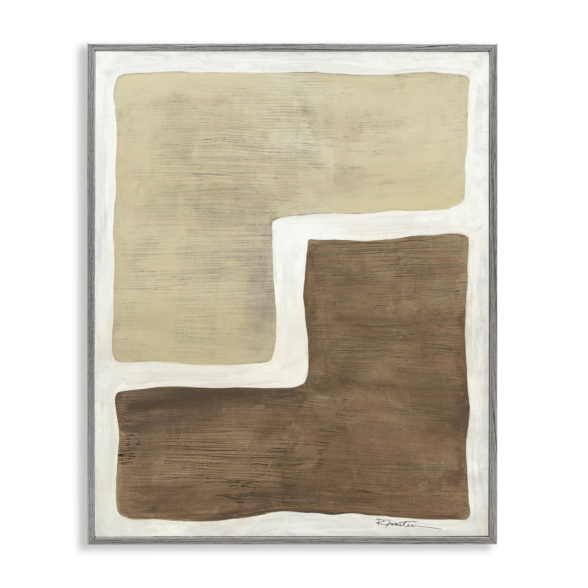 Stupell Industries Boho Symmetrical Shapes Abstract Painting Gray Framed Art Print Wall Art, 16 x 20