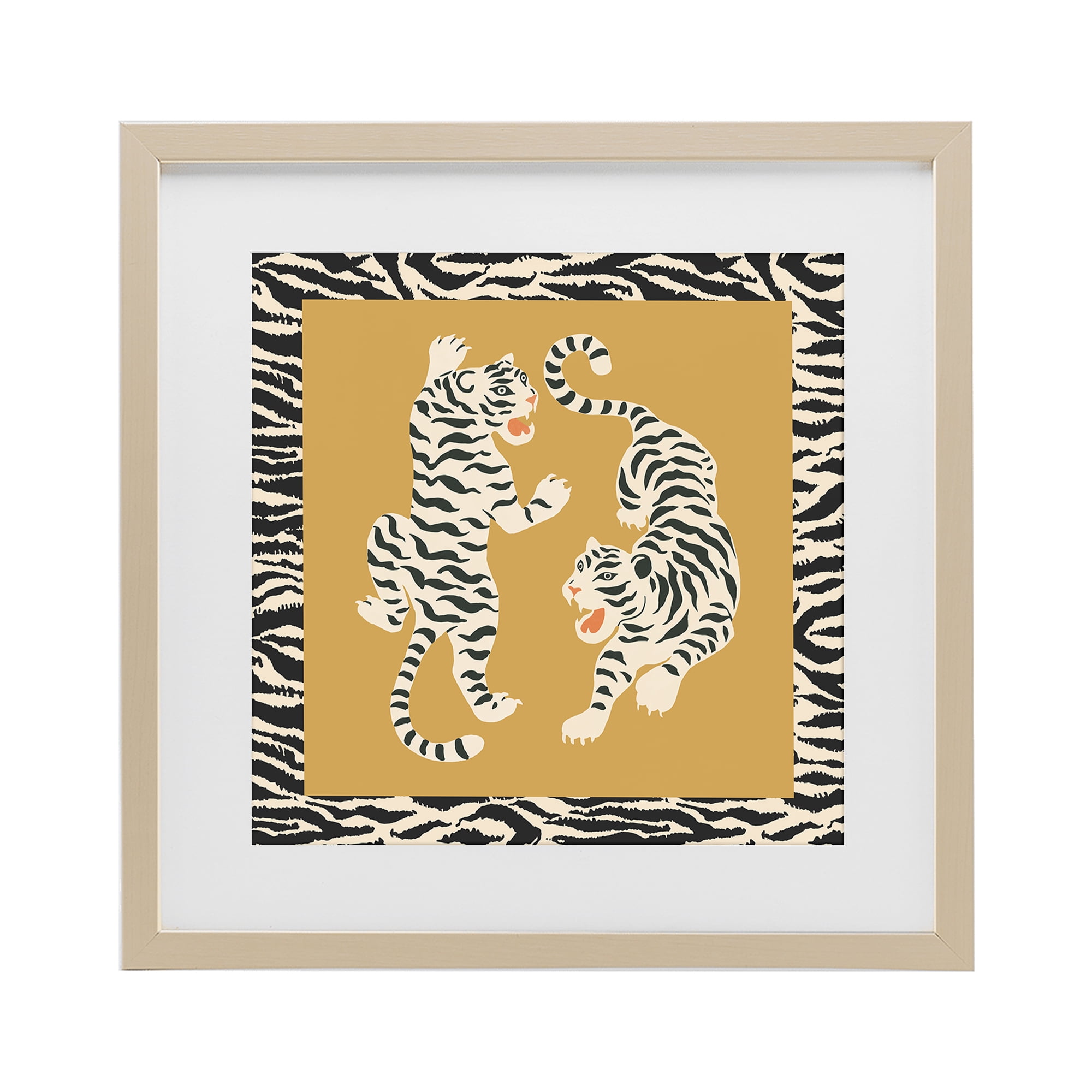 Stupell Industries Boho Twin Tiger Stripes Birch Framed Print Under Glass, design by Karolina Sato