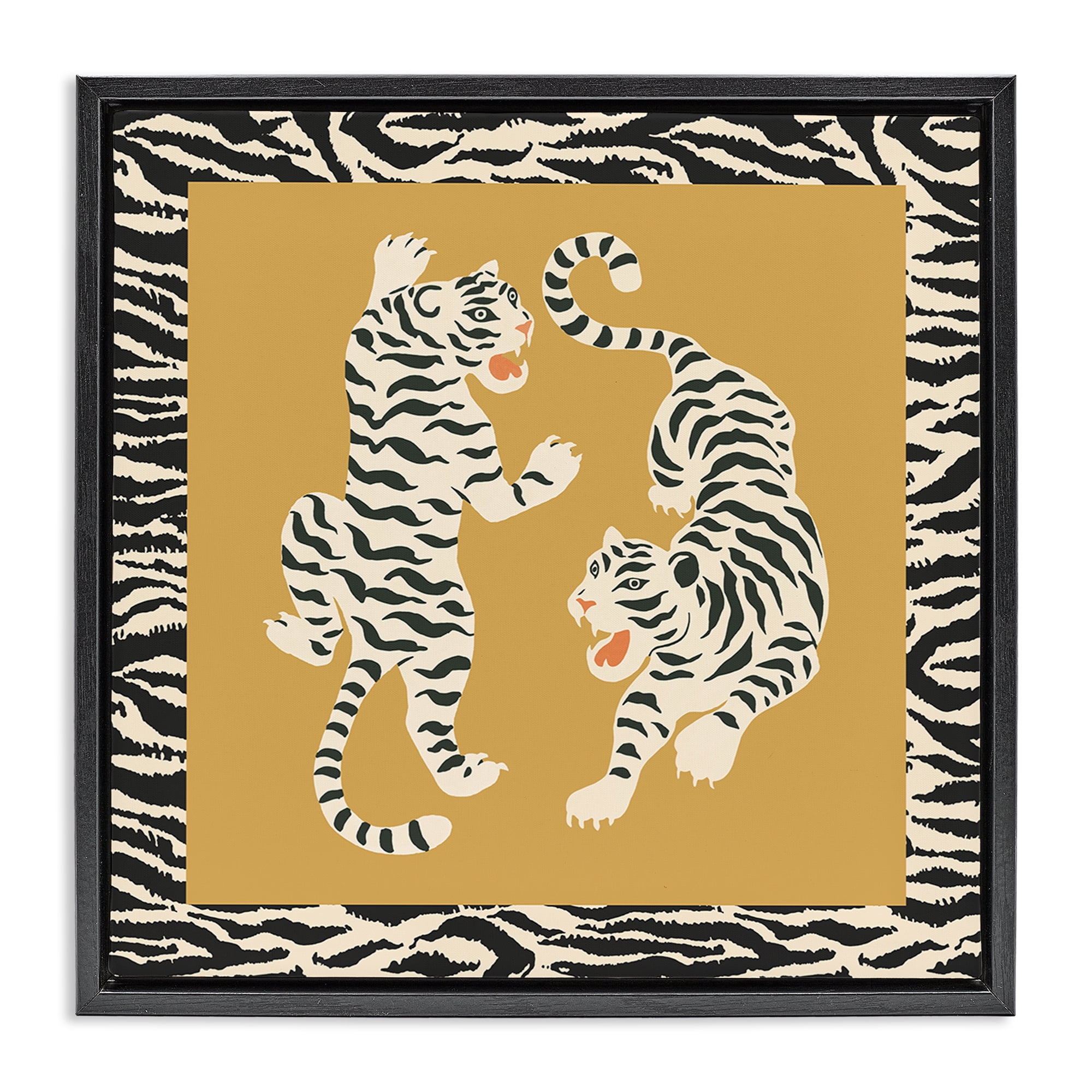 Stupell Industries Boho Twin Tiger Stripes Black Framed Floater Canvas Wall Art, design by Karolina Sato