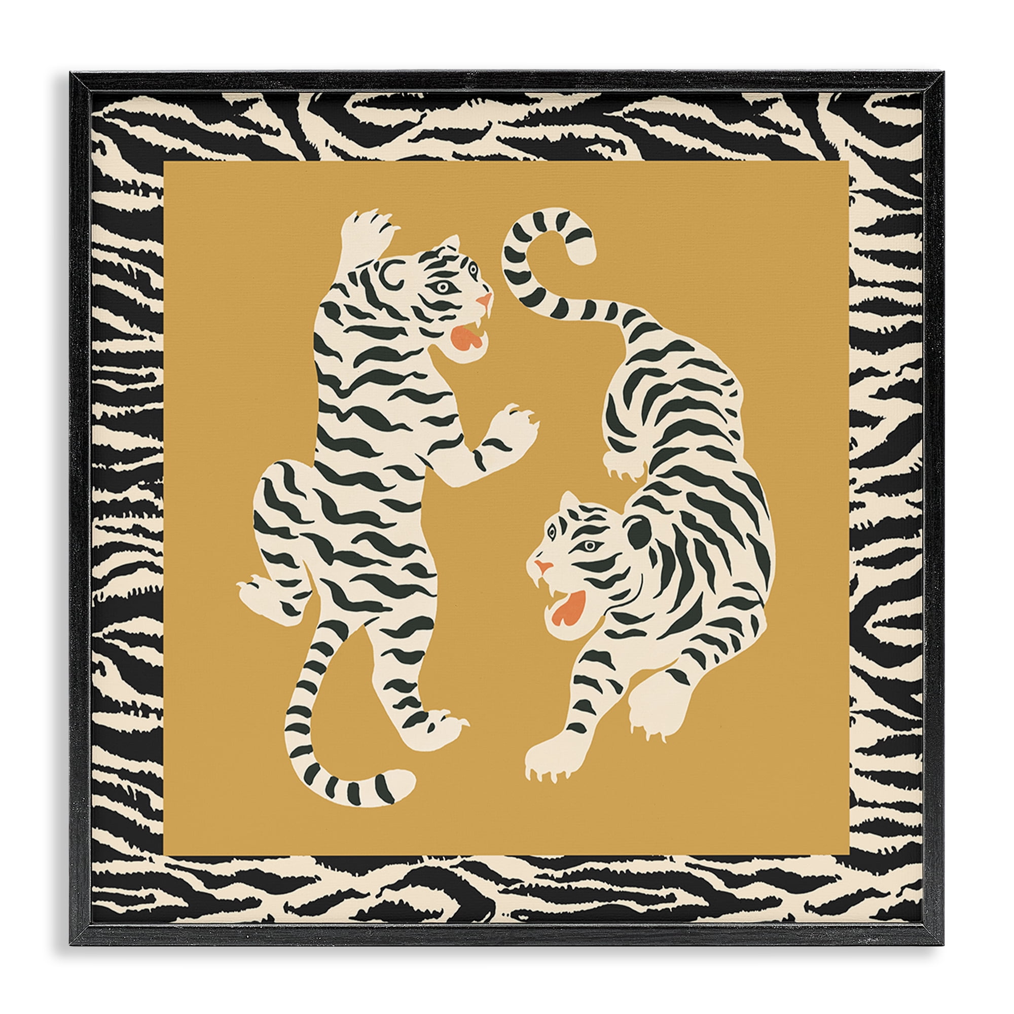 Stupell Industries Boho Twin Tiger Stripes Black Framed Giclee Art, design by Karolina Sato