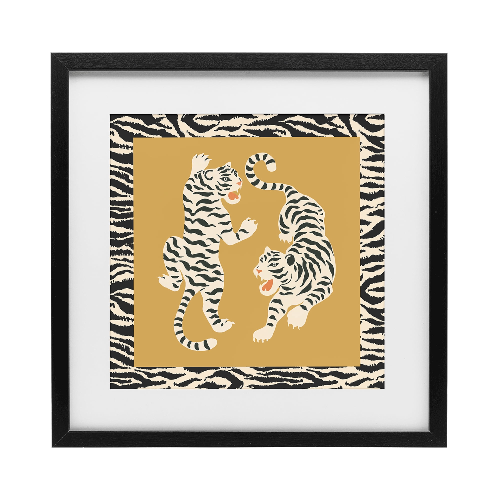 Stupell Industries Boho Twin Tiger Stripes Black Framed Print Under Glass, design by Karolina Sato