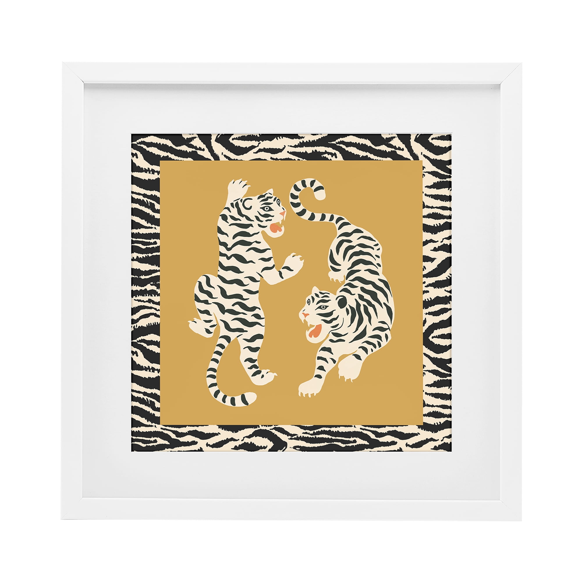 Stupell Industries Boho Twin Tiger Stripes White Framed Print Under Glass, design by Karolina Sato